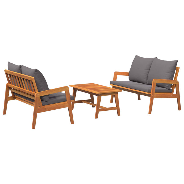 Set bistro cu pernă 3 pcs Maro Lemn Solid de Acacia - WALTI WALTI