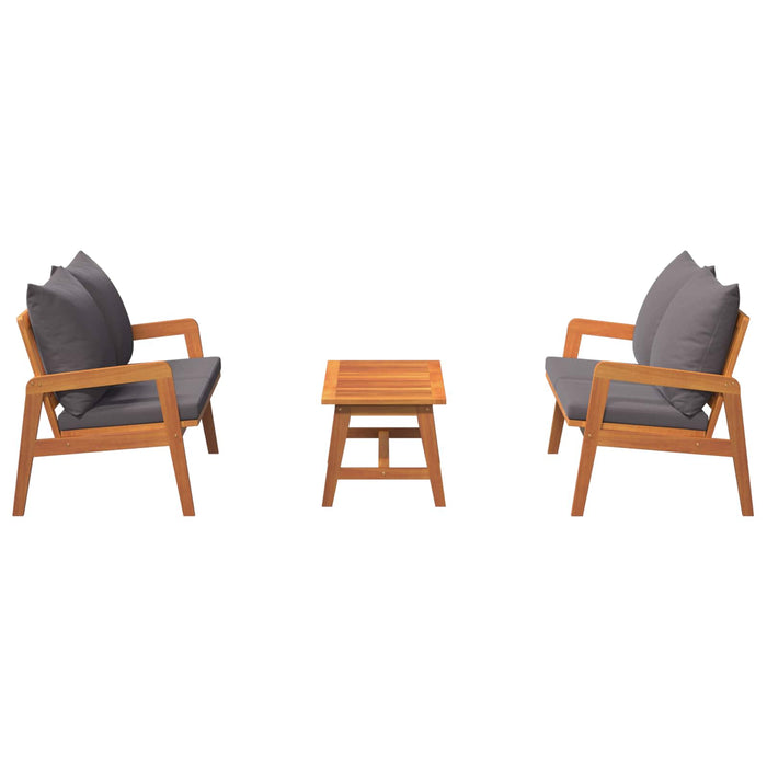 Set bistro cu pernă 3 pcs Maro Lemn Solid de Acacia - WALTI WALTI