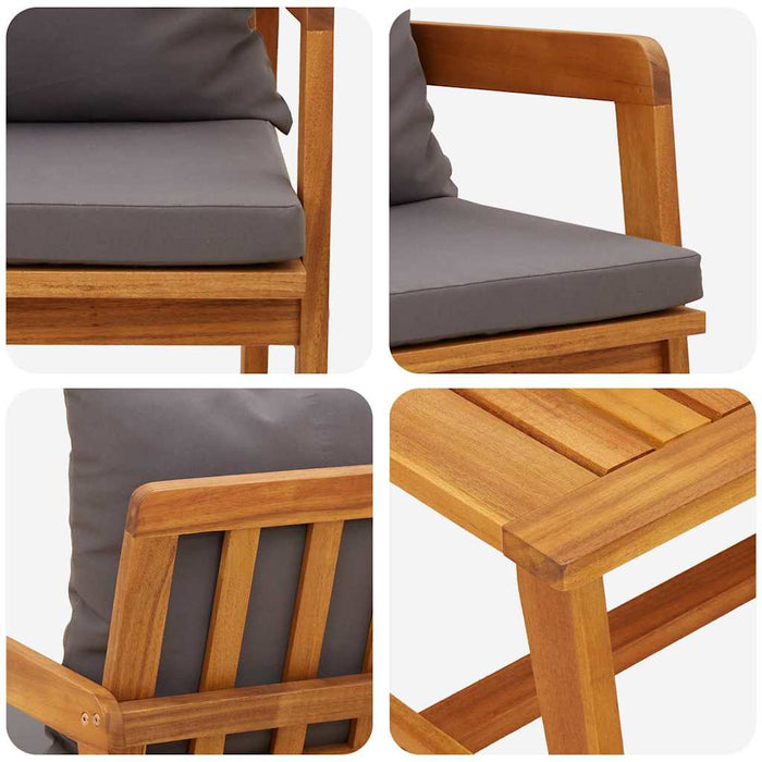 Set bistro cu pernă 5 pcs Maro Lemn Solid de Acacia - WALTI WALTI