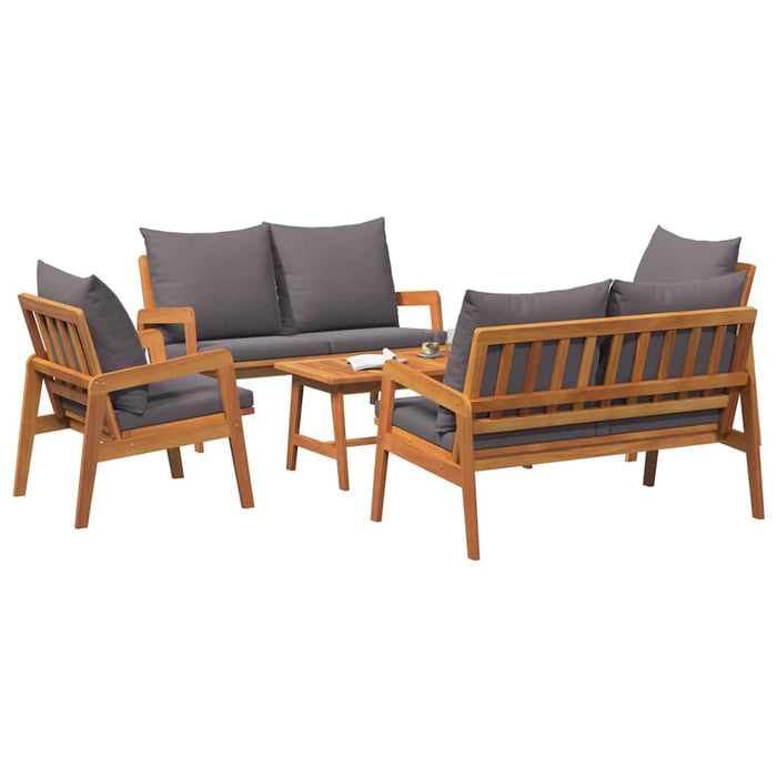 Set bistro cu pernă 5 pcs Maro Lemn Solid de Acacia - WALTI WALTI