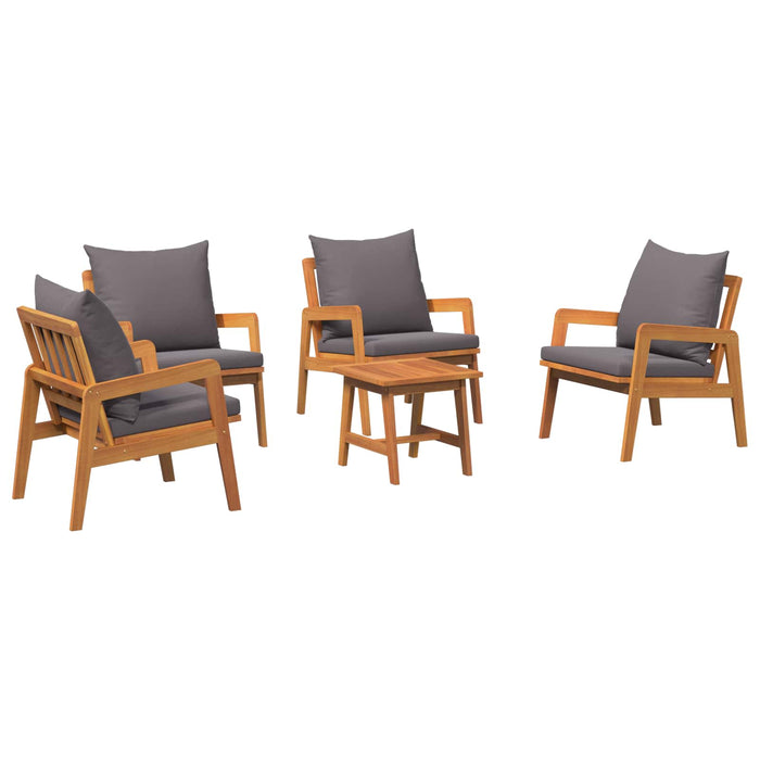 Set bistro cu pernă 5 pcs Maro Lemn Solid de Acacia - WALTI WALTI