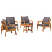 Set bistro cu pernă 5 pcs Maro Lemn Solid de Acacia - WALTI WALTI