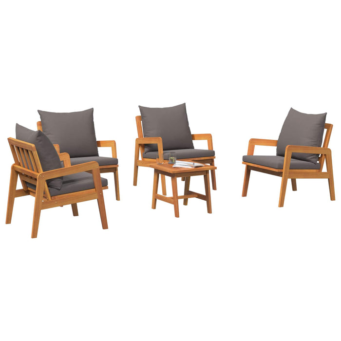 Set bistro cu pernă 5 pcs Maro Lemn Solid de Acacia - WALTI WALTI