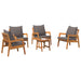 Set bistro cu pernă 5 pcs Maro Lemn Solid de Acacia - WALTI WALTI