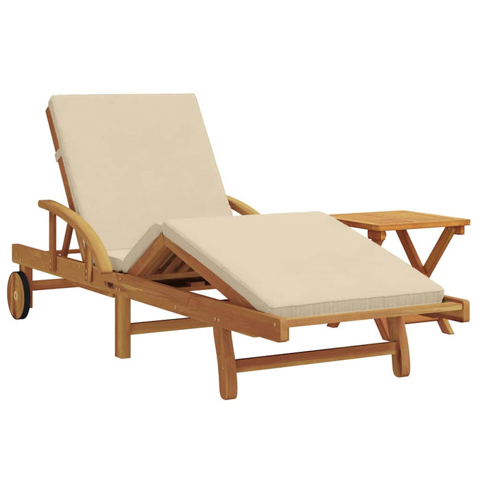 Șezlong 2 pcs Bej Lemn Solid de Acacia WALTI