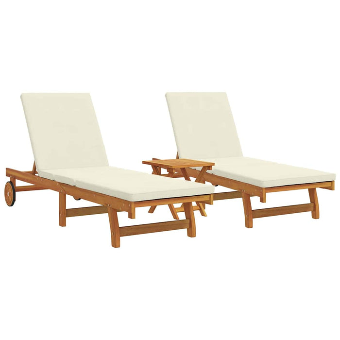 Șezlong 2-persoană 3 pcs Maro Lemn Solid de Acacia WALTI