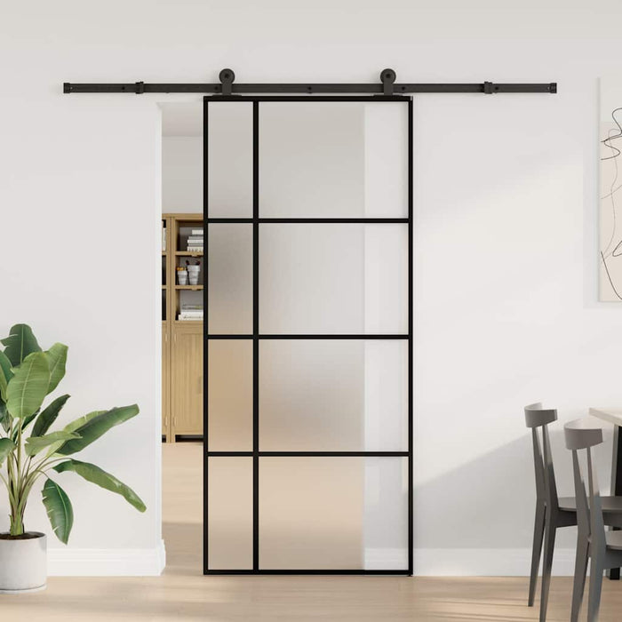 Ușă glisantă cu set feronerie, 90x205 cm, sticlă ESG/aluminiu - WALTI WALTI