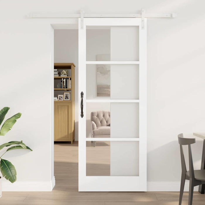 Ușă glisantă ORKDAL Alb 83 x 211 cm Lemn masiv de pin și sticlă - WALTI WALTI