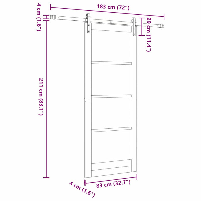 Ușă glisantă ORKDAL Alb 83 x 211 cm Lemn masiv de pin și sticlă - WALTI WALTI