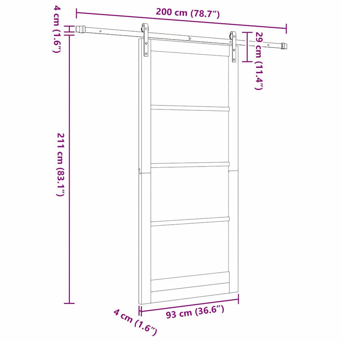 Ușă glisantă ORKDAL Alb 93 x 211 cm Lemn masiv de pin și sticlă - WALTI WALTI