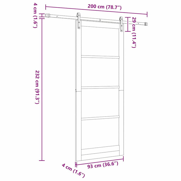 Ușă glisantă ORKDAL Alb 93 x 232 cm Lemn masiv de pin și sticlă - WALTI WALTI