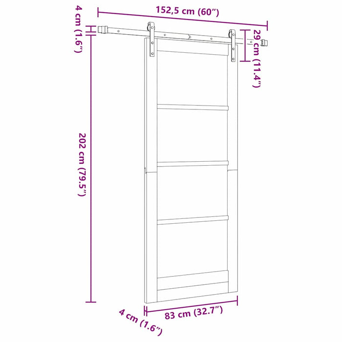 Ușă glisantă ORKDAL Alb 83 x 202 cm Lemn masiv de pin și sticlă - WALTI WALTI