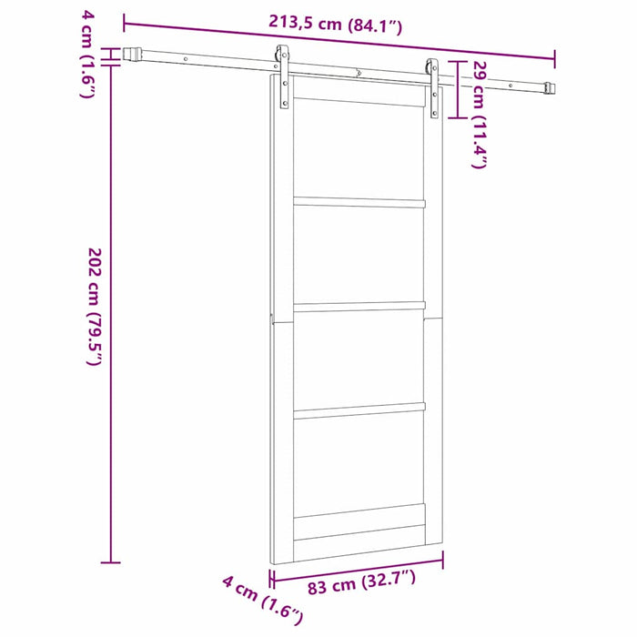 Ușă glisantă ORKDAL Alb 83 x 202 cm Lemn masiv de pin și sticlă - WALTI WALTI
