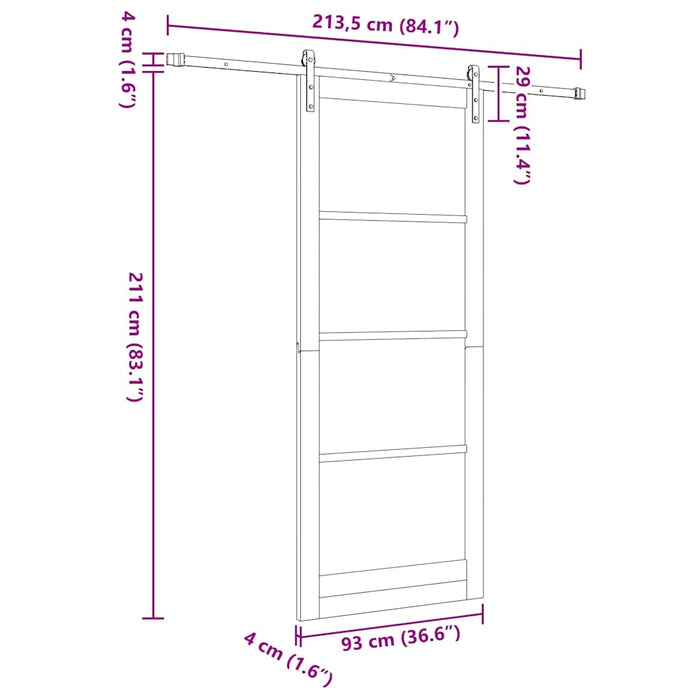 Ușă glisantă ORKDAL Alb 93 x 232 cm Lemn masiv de pin și sticlă - WALTI WALTI