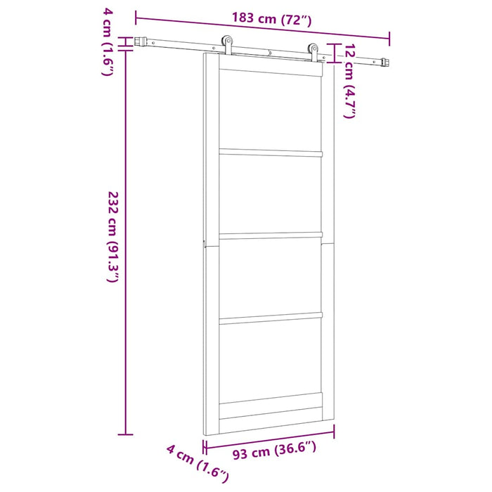 Ușă glisantă ORKDAL Alb și negru 93 x 232 cm - WALTI WALTI