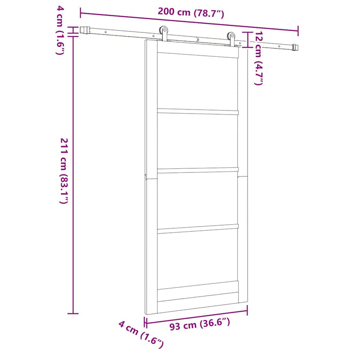 Ușă glisantă ORKDAL Alb și negru 93 x 211 cm - WALTI WALTI