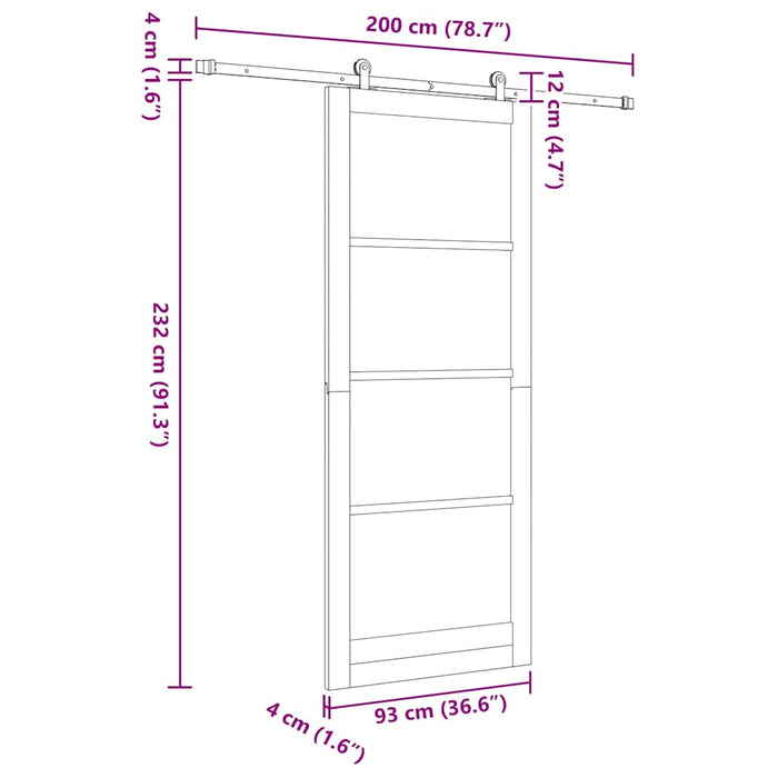Ușă glisantă ORKDAL Alb și negru 93 x 232 cm - WALTI WALTI