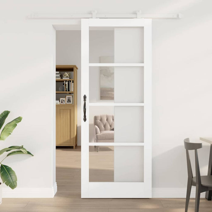 Ușă glisantă ORKDAL Alb 83 x 211 cm Lemn masiv de pin și sticlă - WALTI WALTI