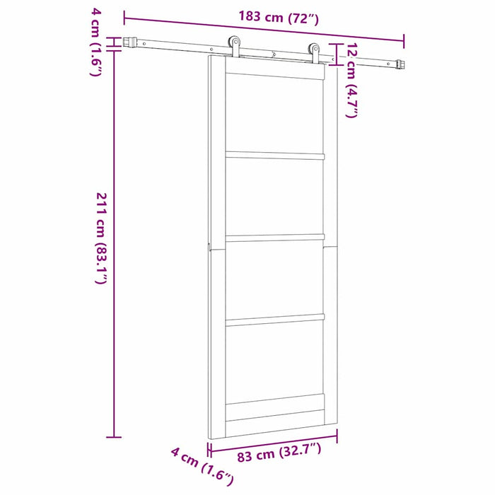 Ușă glisantă ORKDAL Alb 83 x 211 cm Lemn masiv de pin și sticlă - WALTI WALTI