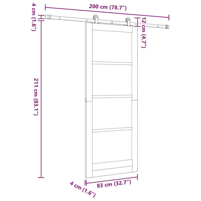 Ușă glisantă ORKDAL Alb 83 x 211 cm Lemn masiv de pin și sticlă - WALTI WALTI