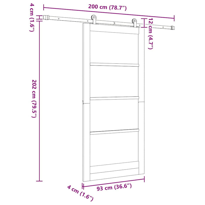 Ușă glisantă ORKDAL Alb 93 x 202 cm Lemn masiv de pin și sticlă - WALTI WALTI