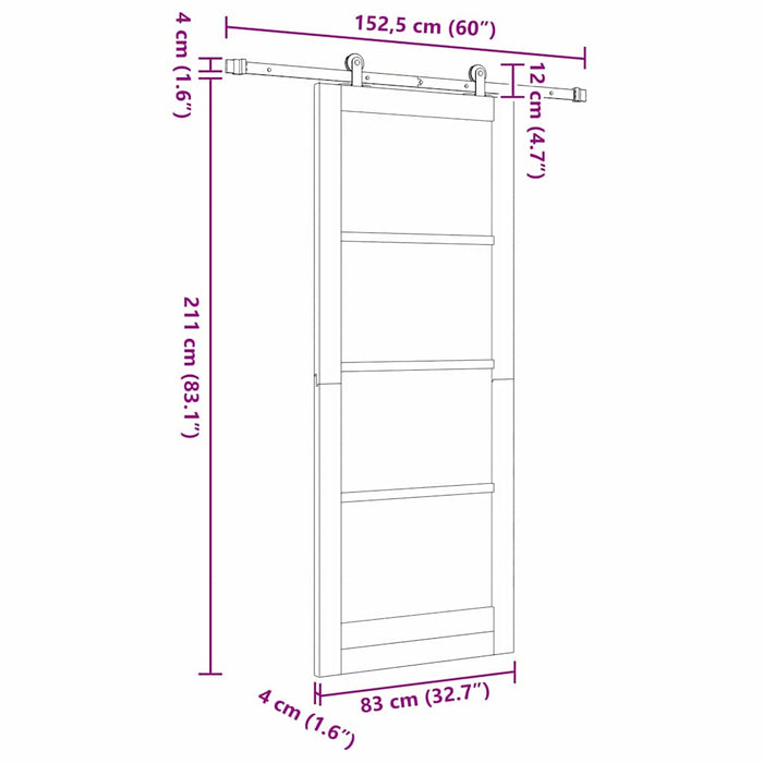 Ușă glisantă ORKDAL Alb 83 x 211 cm Lemn masiv de pin și sticlă - WALTI WALTI