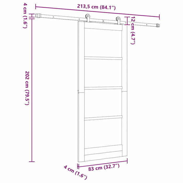 Ușă glisantă ORKDAL Alb 83 x 202 cm Lemn masiv de pin și sticlă - WALTI WALTI
