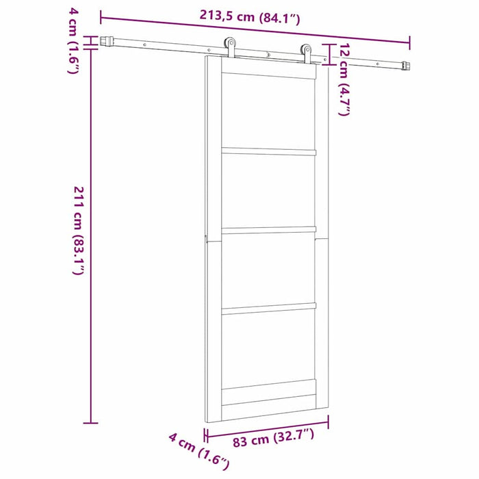 Ușă glisantă ORKDAL Alb 83 x 211 cm Lemn masiv de pin și sticlă - WALTI WALTI