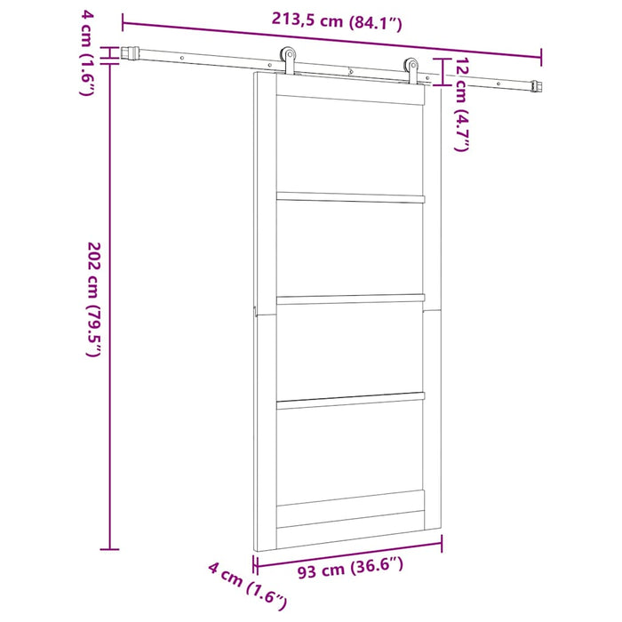 Ușă glisantă ORKDAL Alb 93 x 202 cm Lemn masiv de pin și sticlă - WALTI WALTI