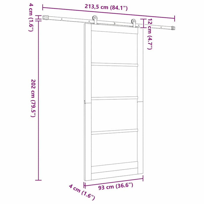Ușă glisantă ORKDAL Alb 93 x 211 cm Lemn masiv de pin și sticlă - WALTI WALTI