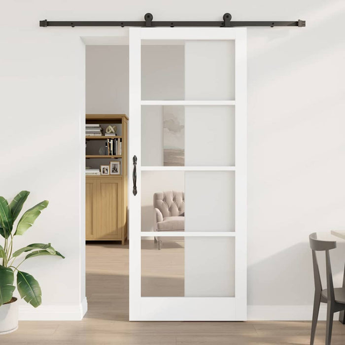 Ușă glisantă ORKDAL Alb 93 x 232 cm Lemn masiv de pin și sticlă - WALTI WALTI