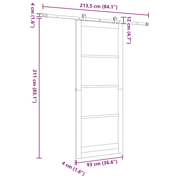 Ușă glisantă ORKDAL Alb 93 x 232 cm Lemn masiv de pin și sticlă - WALTI WALTI