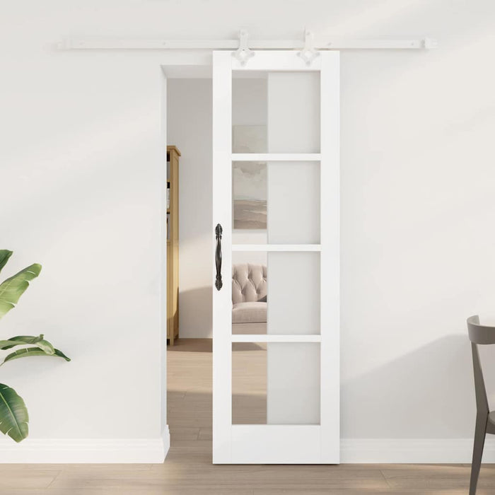Ușă glisantă Alb 61 x 198,5 cm Lemn masiv de pin și sticlă - WALTI WALTI