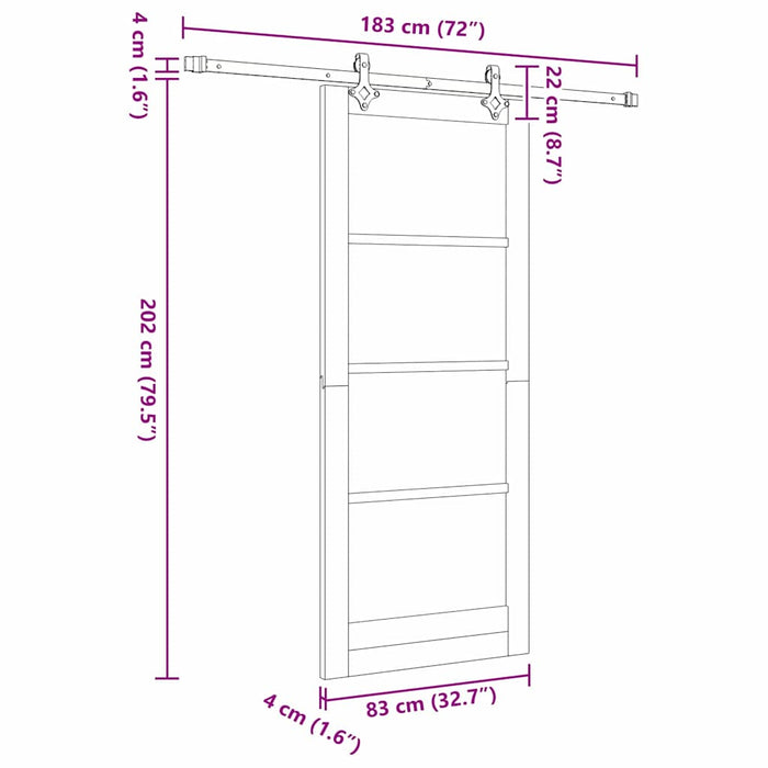 Ușă glisantă Alb 83 x 202 cm Lemn masiv de pin și sticlă - WALTI WALTI