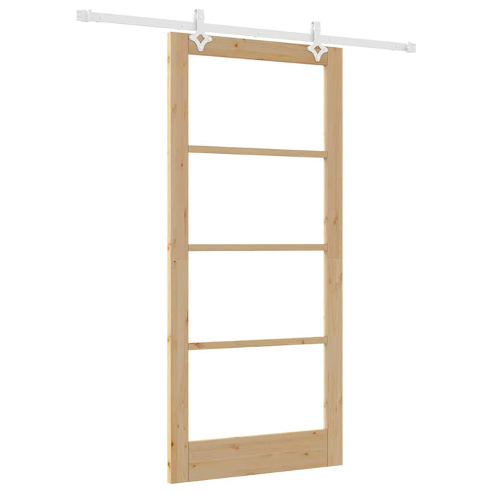 Ușă glisantă natural 93 x 202 cm Lemn masiv de pin și sticlă - WALTI WALTI