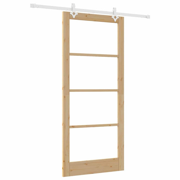 Ușă glisantă natural 93 x 211 cm Lemn masiv de pin și sticlă - WALTI WALTI