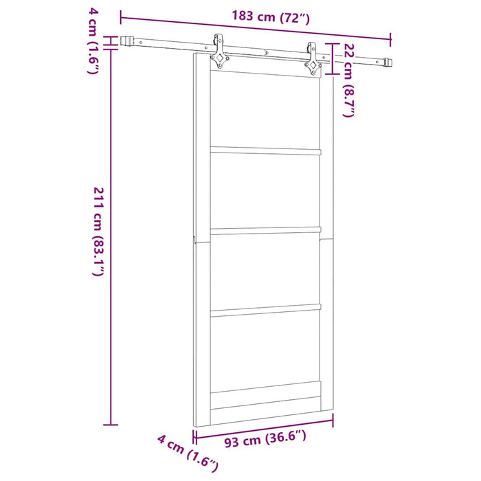Ușă glisantă natural 93 x 211 cm Lemn masiv de pin și sticlă - WALTI WALTI