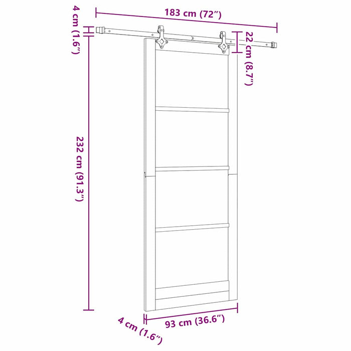 Ușă glisantă natural 93 x 232 cm Lemn masiv de pin și sticlă - WALTI WALTI