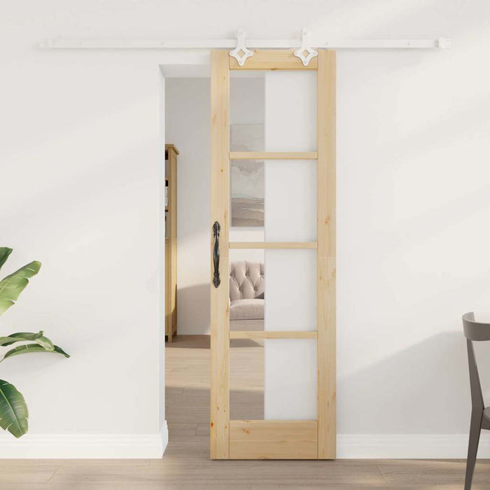 Ușă glisantă natural 61 x 198,5 cm Lemn masiv de pin și sticlă - WALTI WALTI