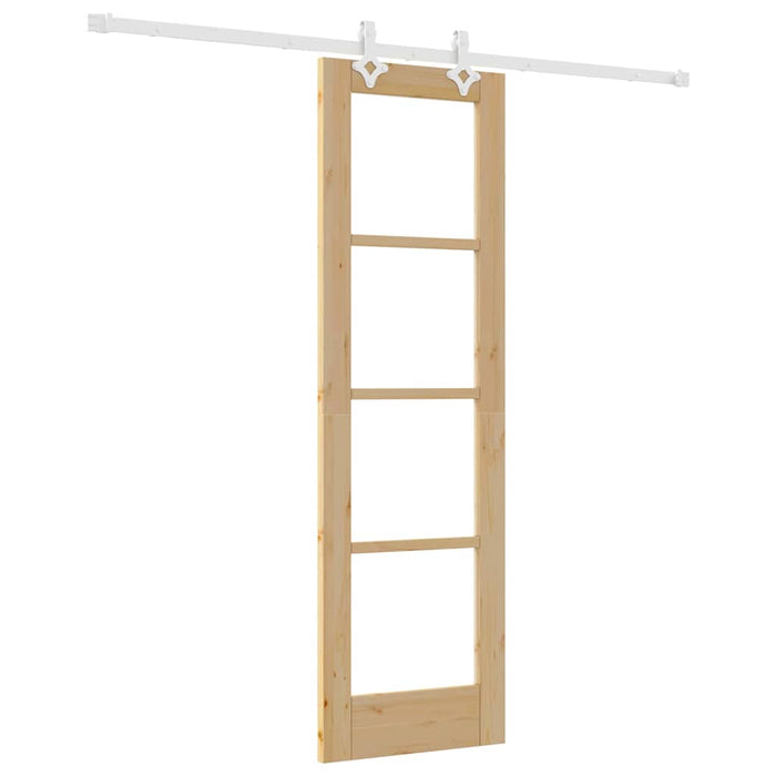 Ușă glisantă natural 61 x 198,5 cm Lemn masiv de pin și sticlă - WALTI WALTI