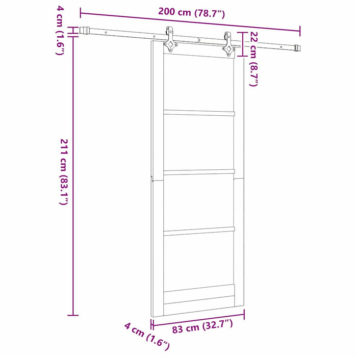 Ușă glisantă Alb 83 x 211 cm Lemn masiv de pin și sticlă - WALTI WALTI