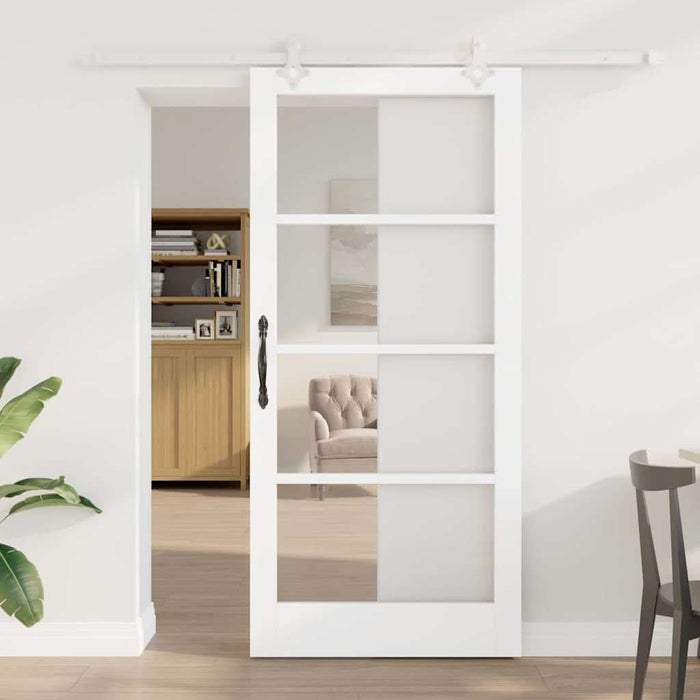 Ușă glisantă Alb 93 x 202 cm Lemn masiv de pin și sticlă - WALTI WALTI
