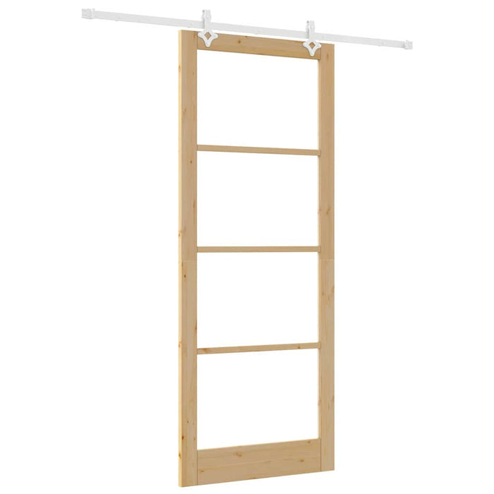 Ușă glisantă natural 93 x 232 cm Lemn masiv de pin și sticlă - WALTI WALTI
