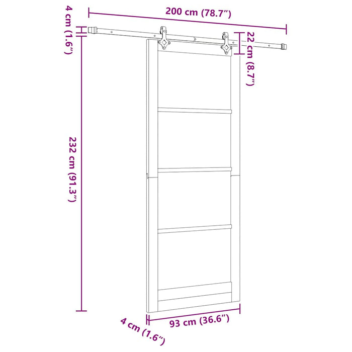 Ușă glisantă natural 93 x 232 cm Lemn masiv de pin și sticlă - WALTI WALTI