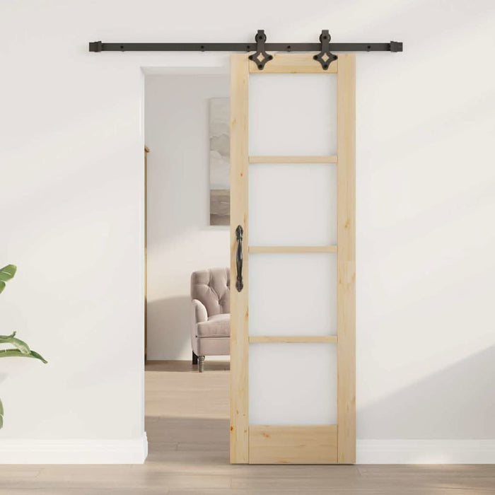 Ușă glisantă natural 61 x 198,5 cm Lemn masiv de pin și sticlă - WALTI WALTI