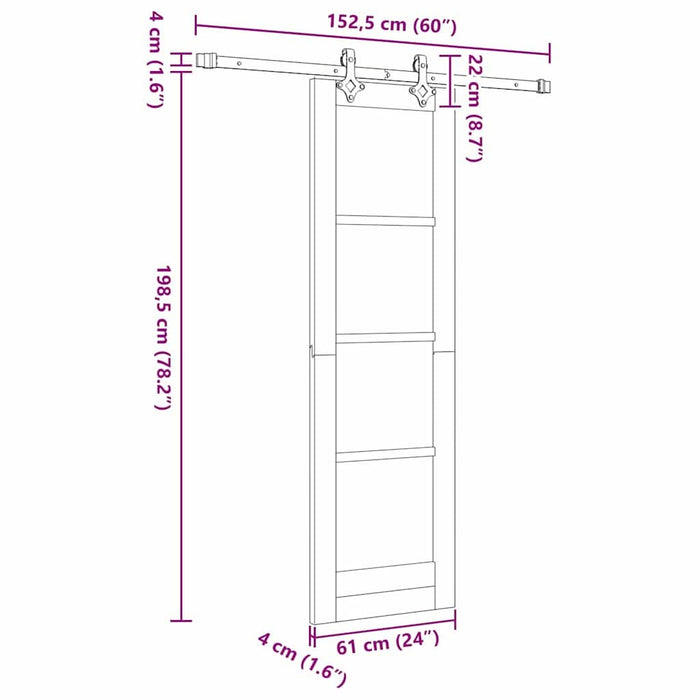 Ușă glisantă natural 61 x 198,5 cm Lemn masiv de pin și sticlă - WALTI WALTI