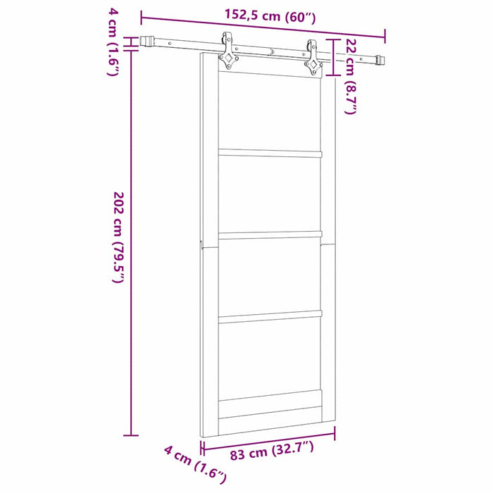 Ușă glisantă Alb 83 x 202 cm Lemn masiv de pin și sticlă - WALTI WALTI