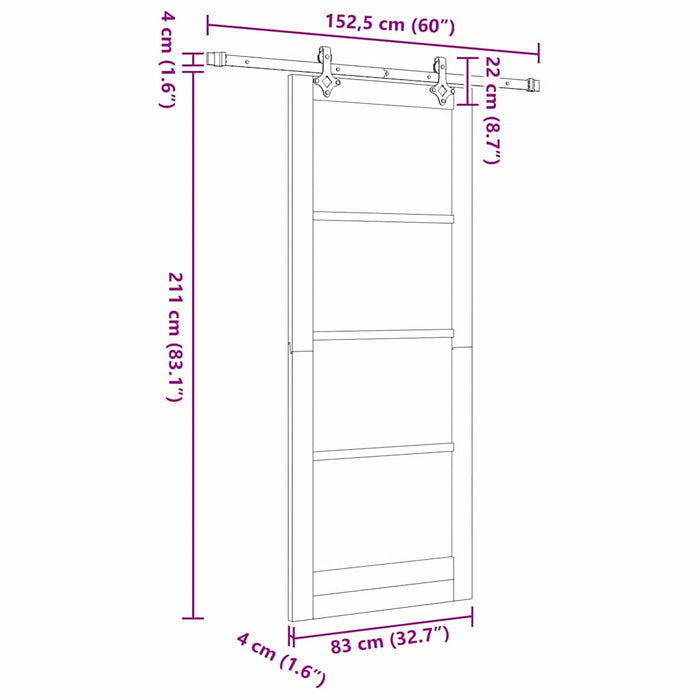 Ușă glisantă Alb 83 x 211 cm Lemn masiv de pin și sticlă - WALTI WALTI