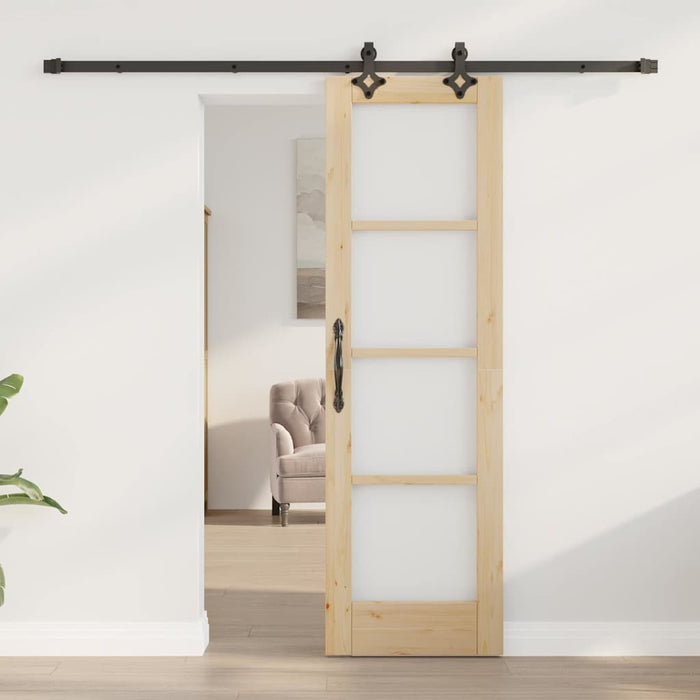 Ușă glisantă natural 61 x 198,5 cm Lemn masiv de pin și sticlă - WALTI WALTI