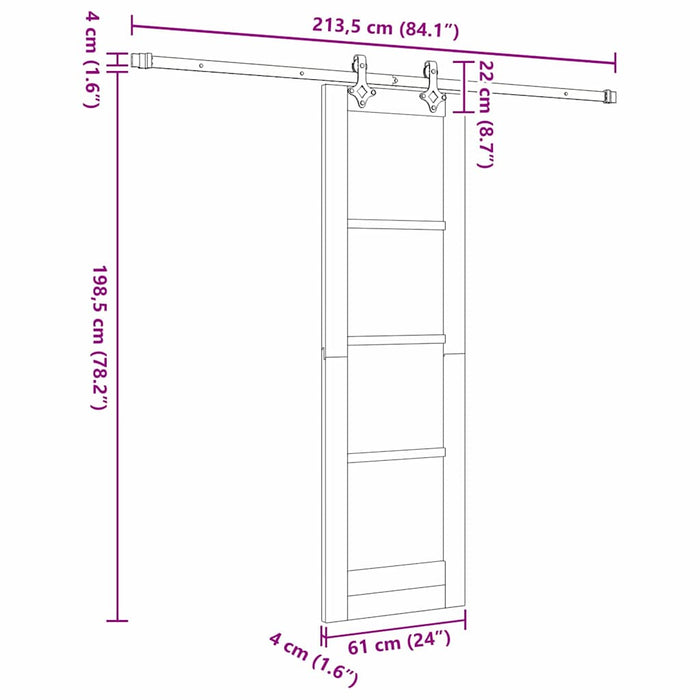 Ușă glisantă Alb 61 x 198,5 cm Lemn masiv de pin și sticlă - WALTI WALTI